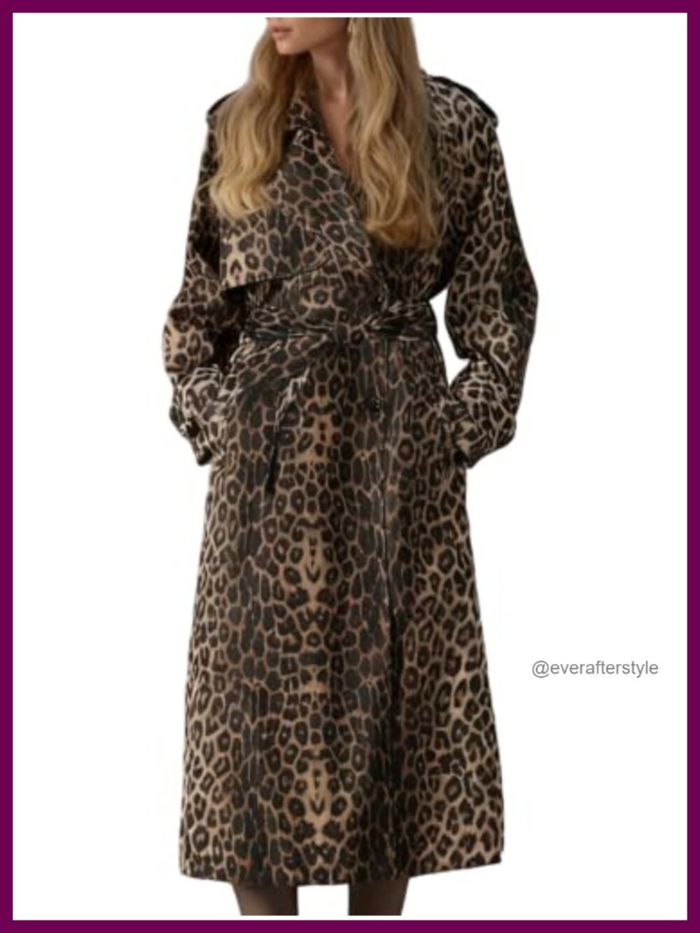 Pallivare Women's Long Trench Coat Double-Breasted Belted Polyester